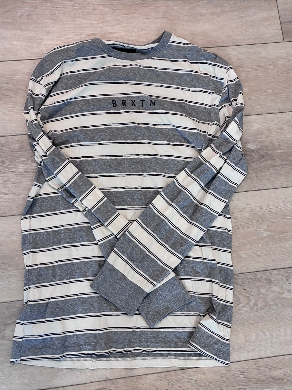 Brixton Grey and White Striped Long Sleeve Tee